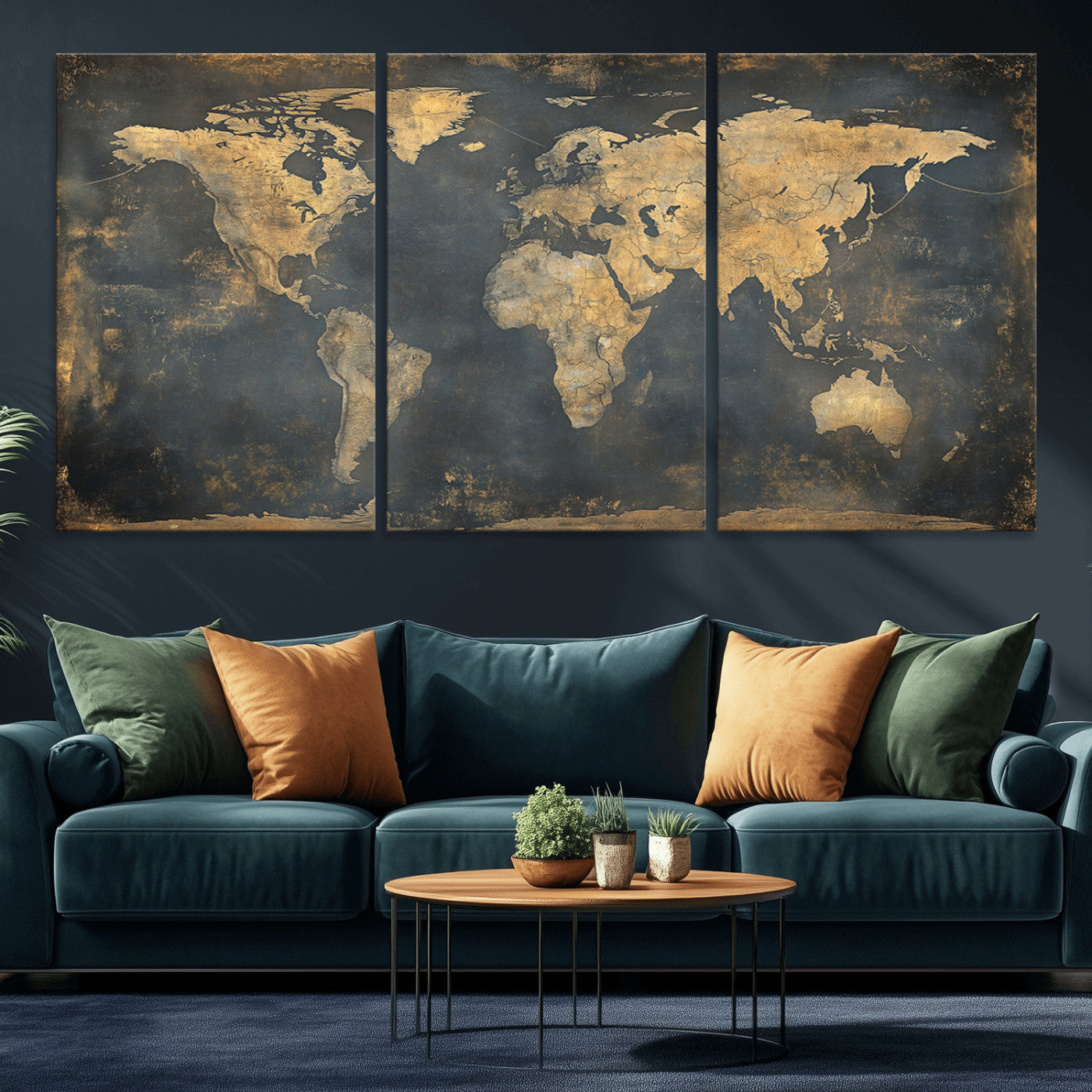 MGV-CV-60X30-3P - Push Pin World Map Canvas Print – Framed Wall Art for Couples to Track Their Travels – Anniversary