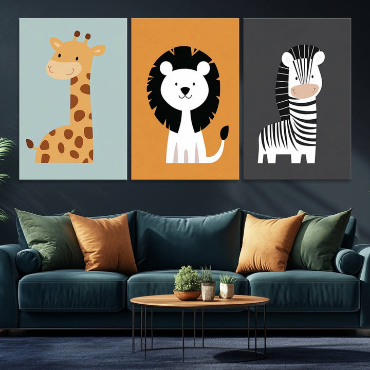Boho Jungle Animal Nursery Wall Art Prints - Safari Decor in Earth Tones for Modern and Stylish Nursery Spaces
