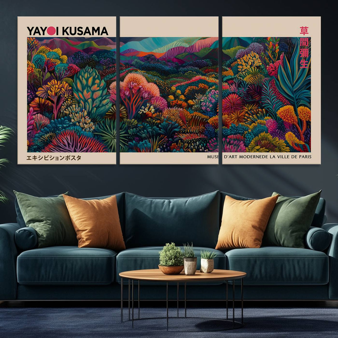 The Yayoi Kusama Wall Art Canvas Print features Japanese Wabi Sabi aesthetics.