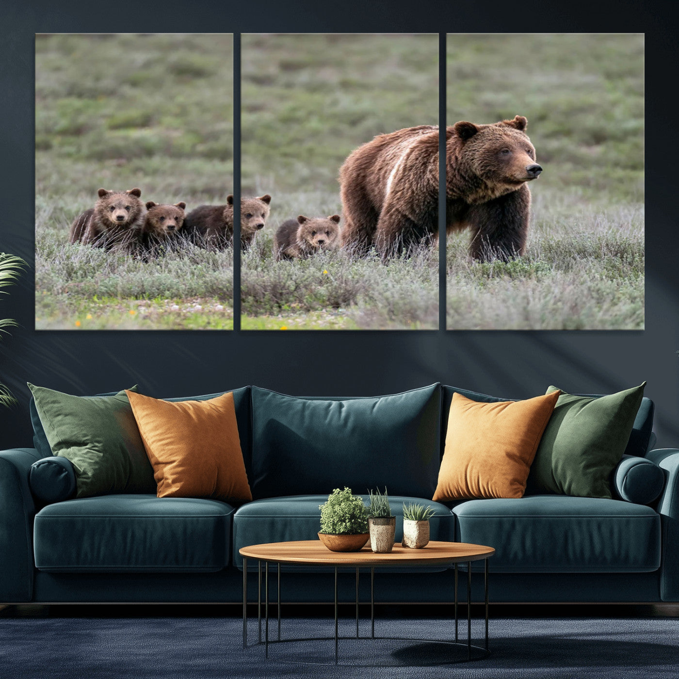 MGV-CV-60X30-3P - Wildlife Photography of 399 Grizzly Bear Cubs | Queen of the Tetons Canvas Wall Art Print