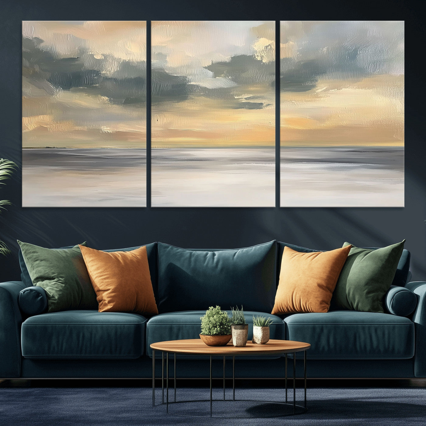 MGV-CV-60X30-3P - Modern Coastal Artwork with Vibrant Abstract Ocean Waves Wall Art Canvas Print for Contemporary