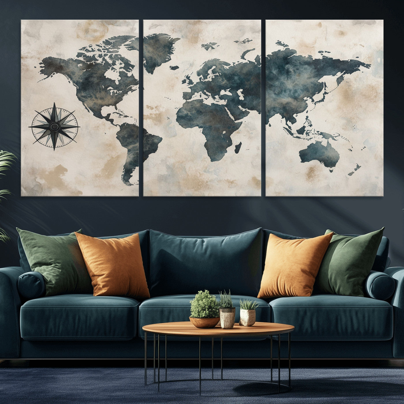 MGV-CV-60X30-3P - Push Pin World Map Canvas Print – Framed Wall Art for Couples to Track Their Travels – Anniversary