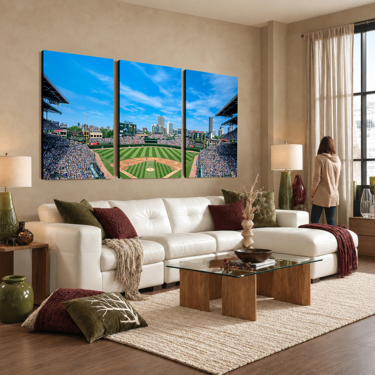 32373-MGV-CV-36X24 - Wrigley Field Chicago Cubs Panoramic Art Multi-Piece Canvas