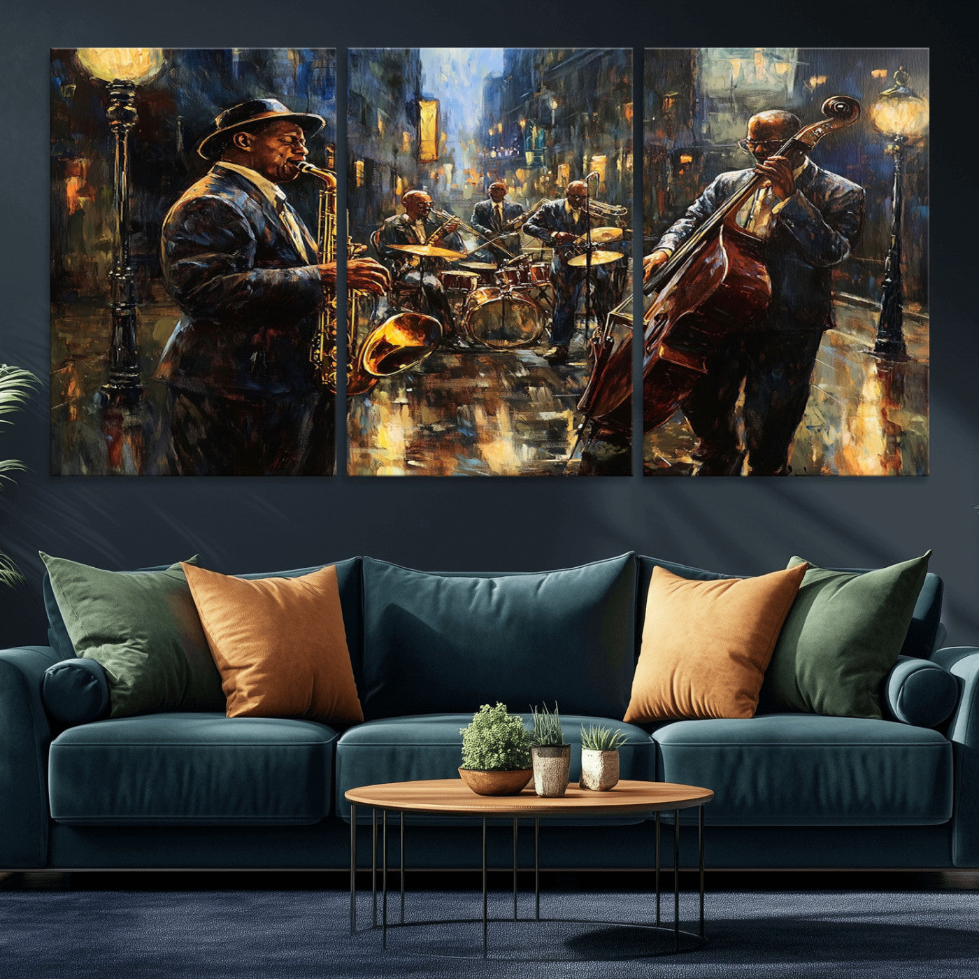 MGV-CV-60X30-3P - Jazz Canvas Wall Art Print - Abstract African American Music Art - Framed Posters for Living Room or