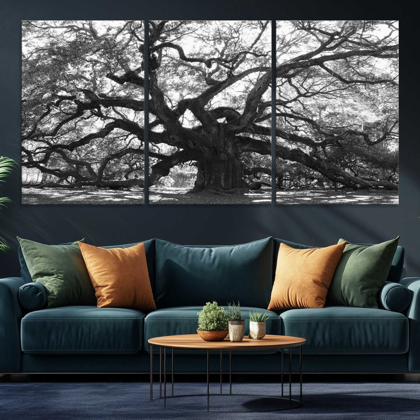 81655611-MGV-CV-36X24-Ancient Oak Wall Art Canvas Print, Framed Twisted Branches Art Picture Print, Gnarled Tree Perfect Moody Nature Decor