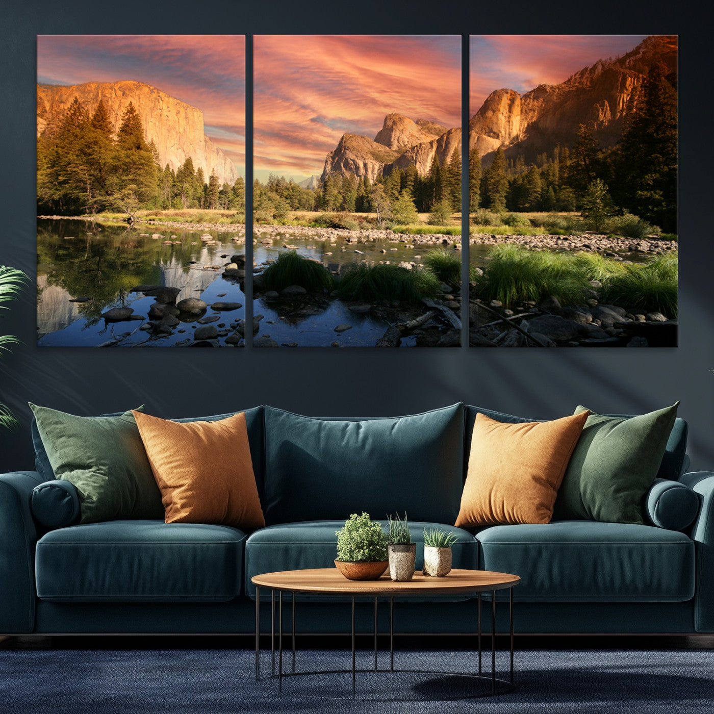 31199457-MGV-CV-36X24-Yosemite Valley Canvas Wall Art, Framed El Capitan Art Picture Print, Sunset Sky Perfect Vibrant Western Decor
