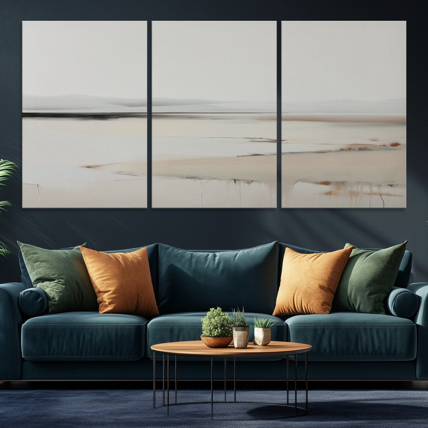 89410095-MGV-CV-36X24-Minimalist Landscape Wall Art Canvas Print, Framed Soft Horizon Art Picture Print, Abstract Seascape Perfect Minimalist Earthy Decor, Framed