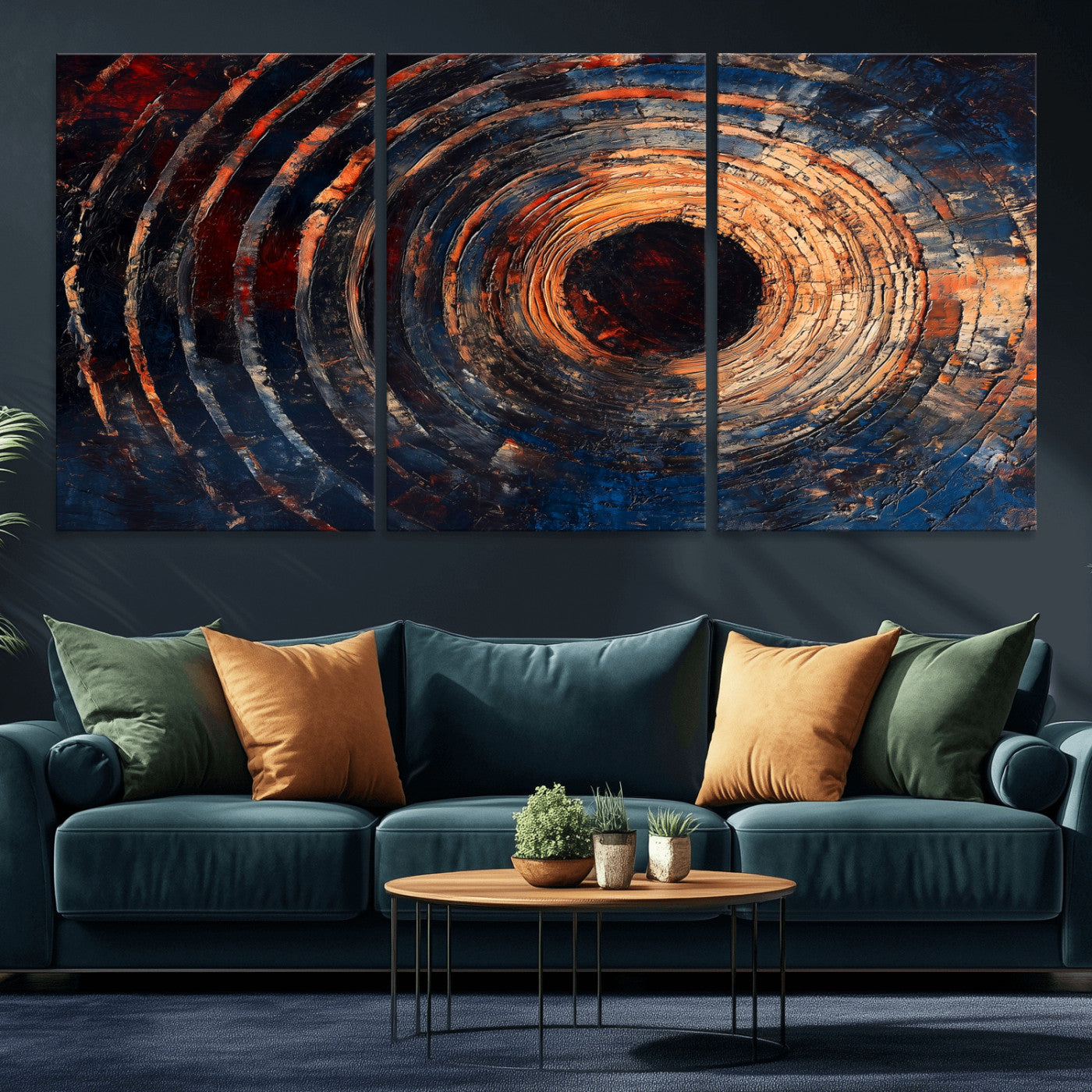 MGV-CV-60X30-3P - Wood Tree Ring Wall Art Canvas Print, Framed Natural Wood Art Picture Print, Rustic Tree Slice Perfect Rustic Decor Artwork
