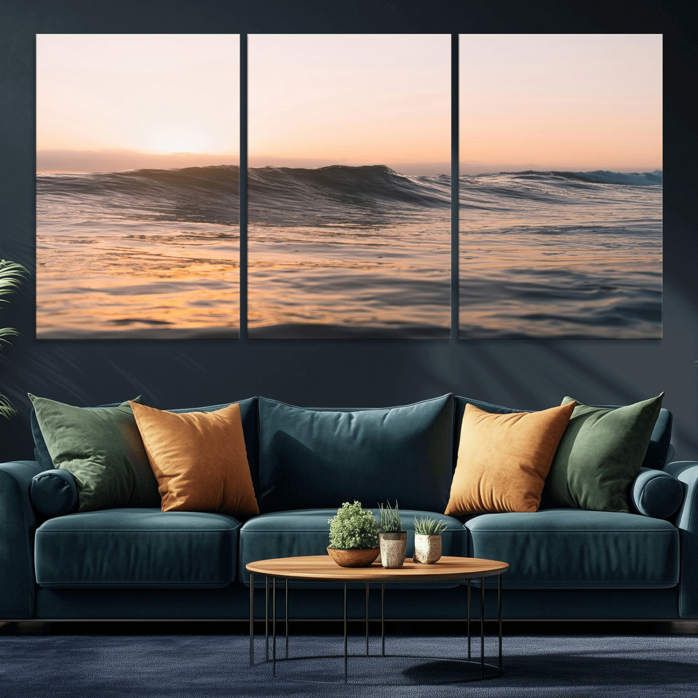 46299358-MGV-CV-36X24 - Golden Sunset Ocean Wall Art – Tranquil Waves & Peaceful Horizon Canvas Print, Soft Light and Evening Glow for Serene Beach, Home or Nature Decor