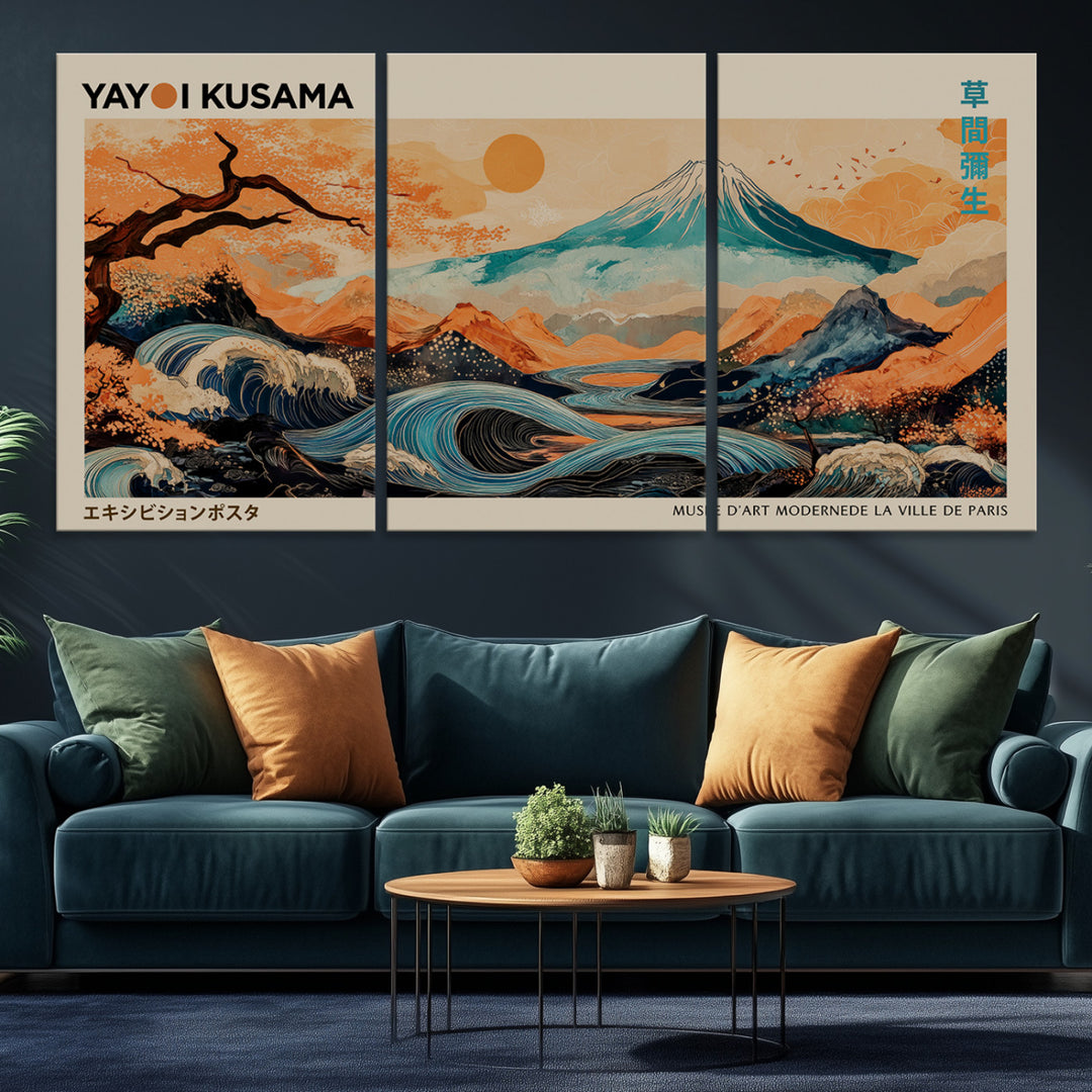 Modern Japanese Wall Art Print Yayoi Kusama Canvas Wall Art Abstract Mount Fuji Canvas Print Japanese Landscape Art Printing