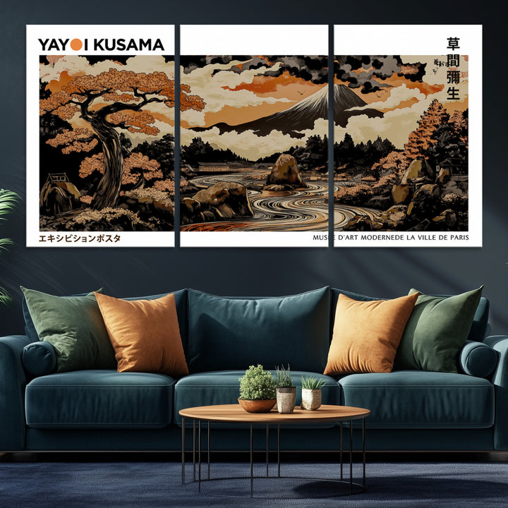 Modern Japanese Wall Art Print Yayoi Kusama Canvas Wall Art Abstract Mount Fuji Canvas Print Japanese Landscape Art Printing
