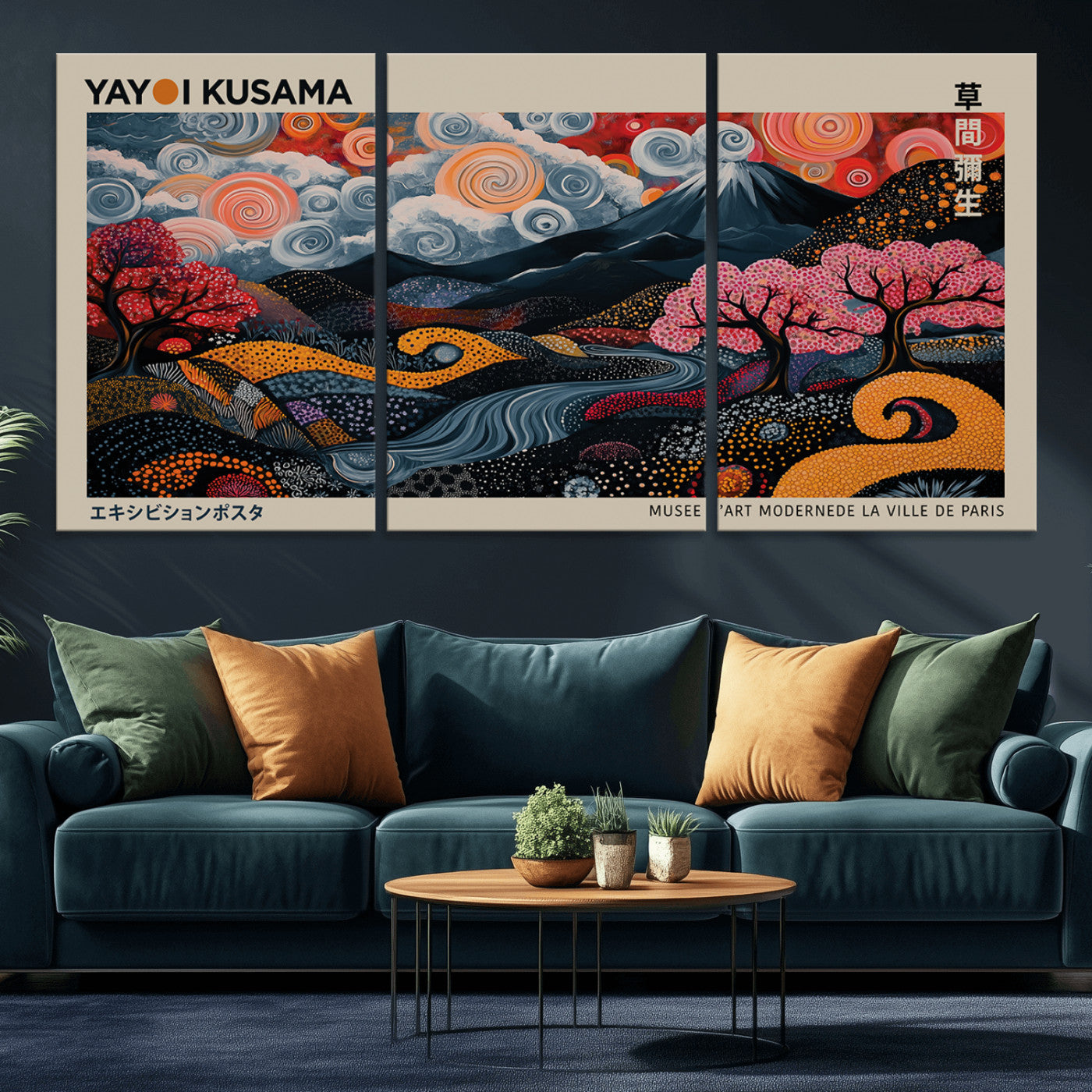MGV-CV-60X30-3P - Modern Japanese Wall Art Print Yayoi Kusama Canvas