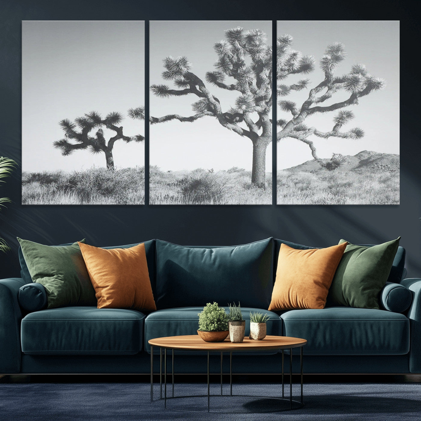 MGV-CV-60X30-3P - Calm Earthy Aesthetic Wall Art Canvas Print, Framed Arid Terrain Decor Art Picture Print, Joshua Tree Perfect Rustic Minimalist Decor Artwork
