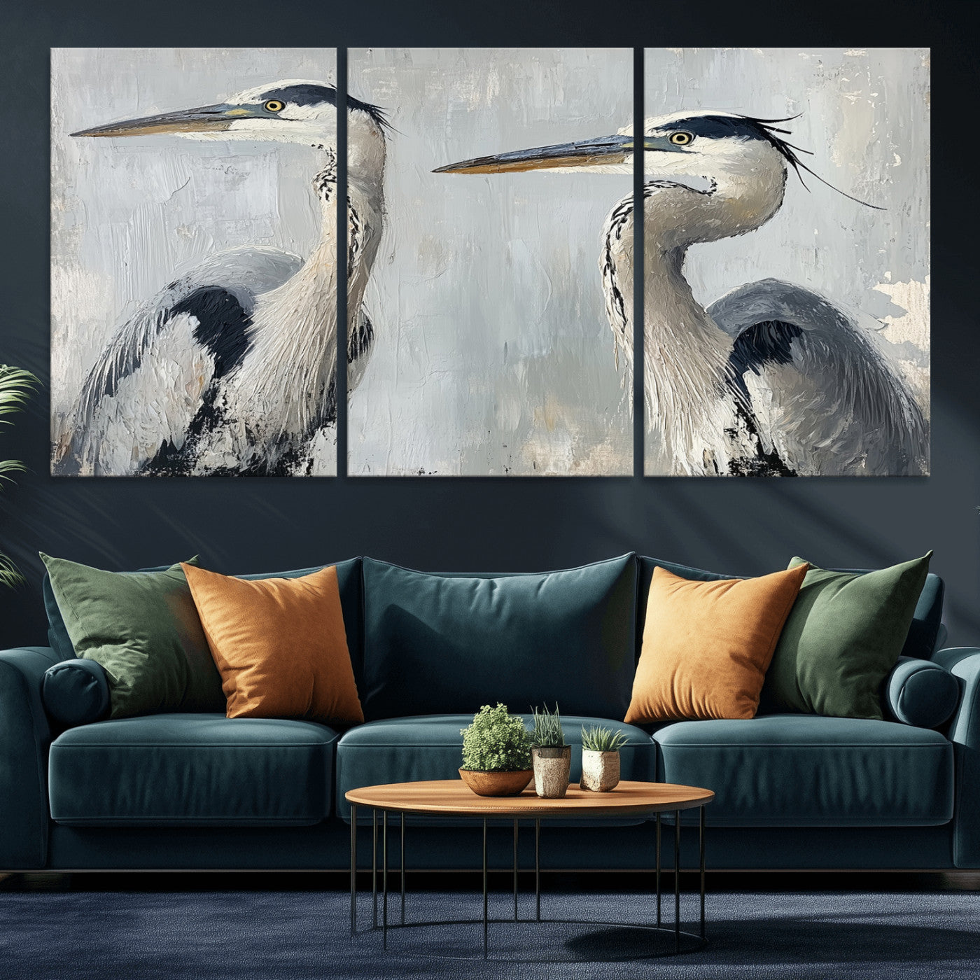 MGV-CV-60X30-3P - Bird Canvas Decor Wall Art Canvas Print, Framed Coastal Bird Pair Art Picture Print, Minimalist Wildlife Wall Perfect Coastal Minimalist Decor Artwork