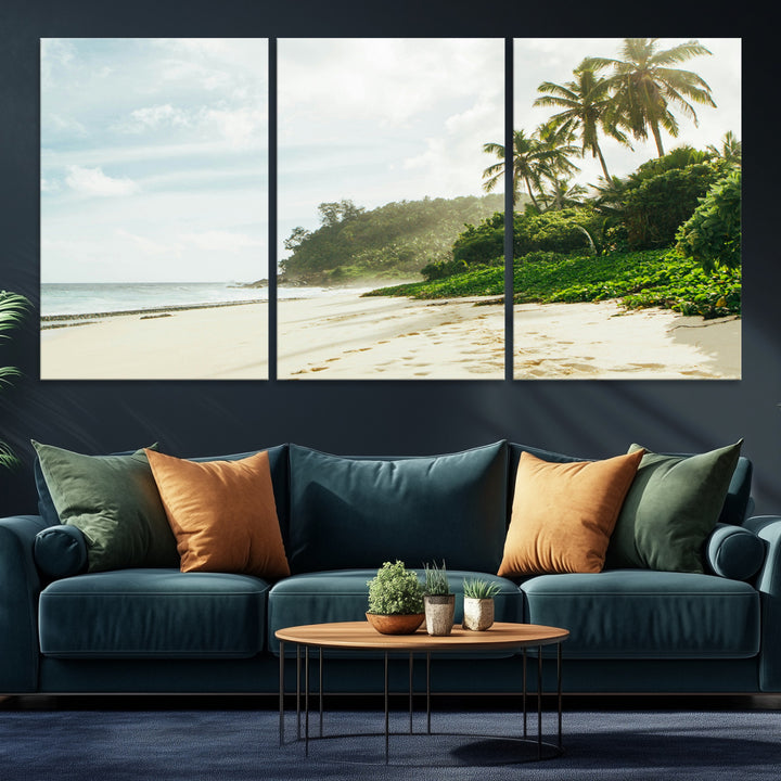 Relaxing Beach Wall Art Canvas Print, Framed Ocean View Art Picture Print, Coastal Serenity Perfect Tropical Coastal Decor Artwork