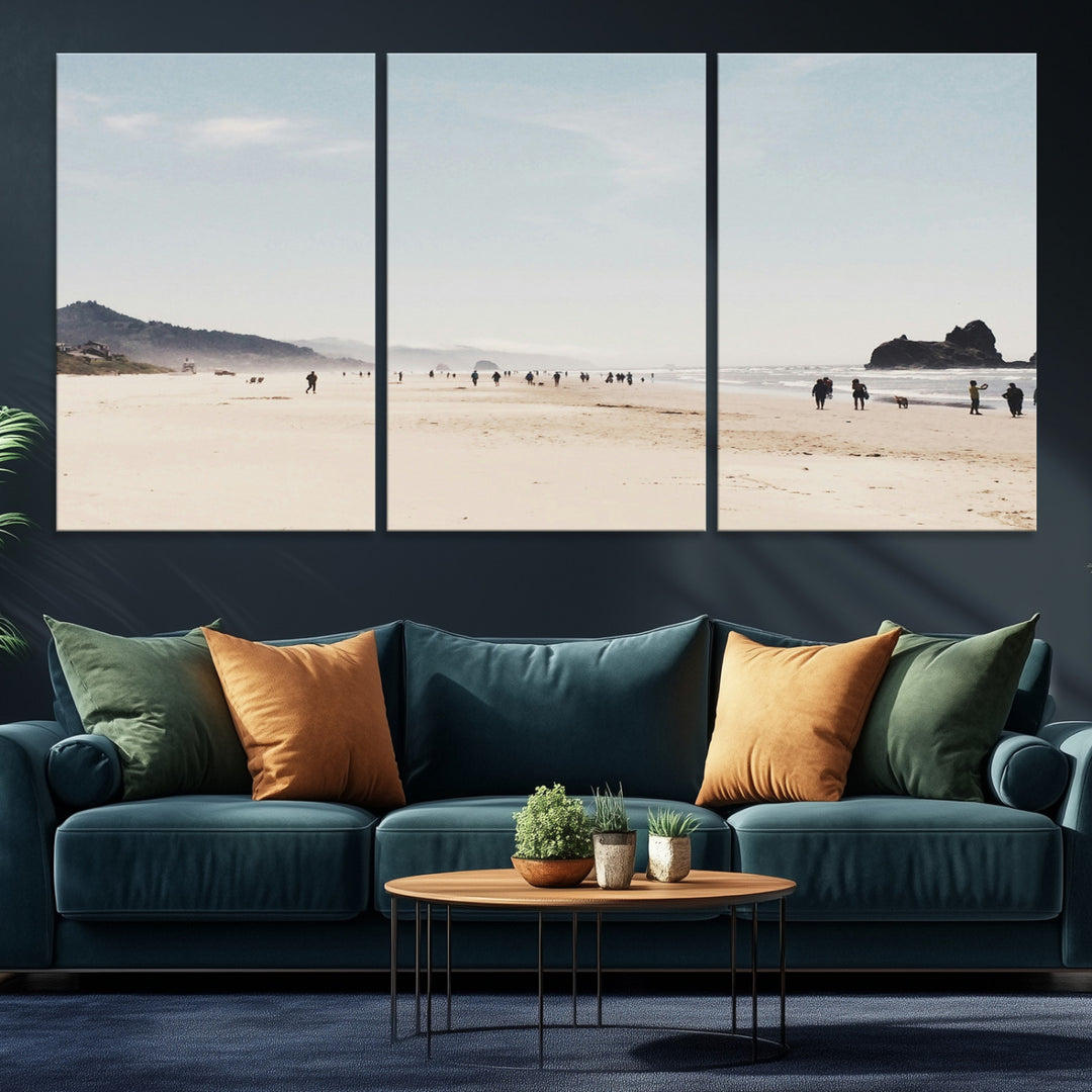 Minimalist Beach Wall Art Canvas Print, Framed Coastal Serenity Art Picture Print, Soft Sand Perfect Coastal Decor Artwork