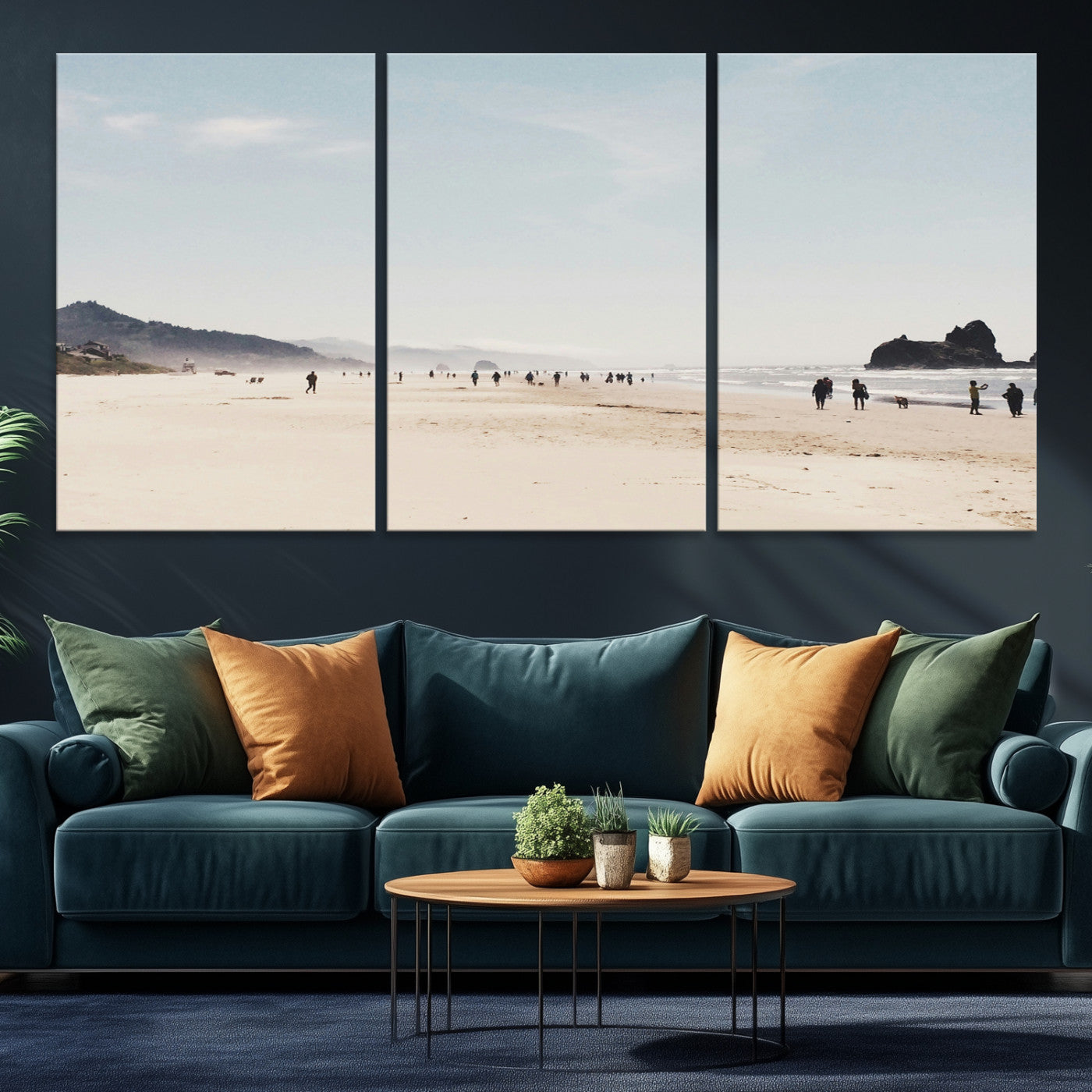28307820-MGV-CV-36X24-Minimalist Beach Wall Art Canvas Print, Framed Coastal Serenity Art Picture Print, Soft Sand Perfect Coastal Decor Artwork