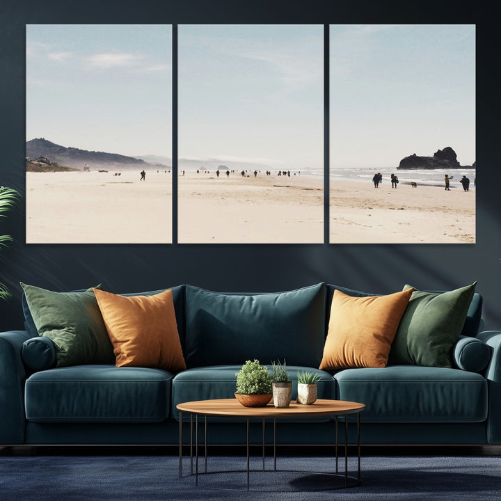 Minimalist Beach Wall Art Canvas Print, Framed Coastal Serenity Art Picture Print, Soft Sand Perfect Coastal Decor Artwork