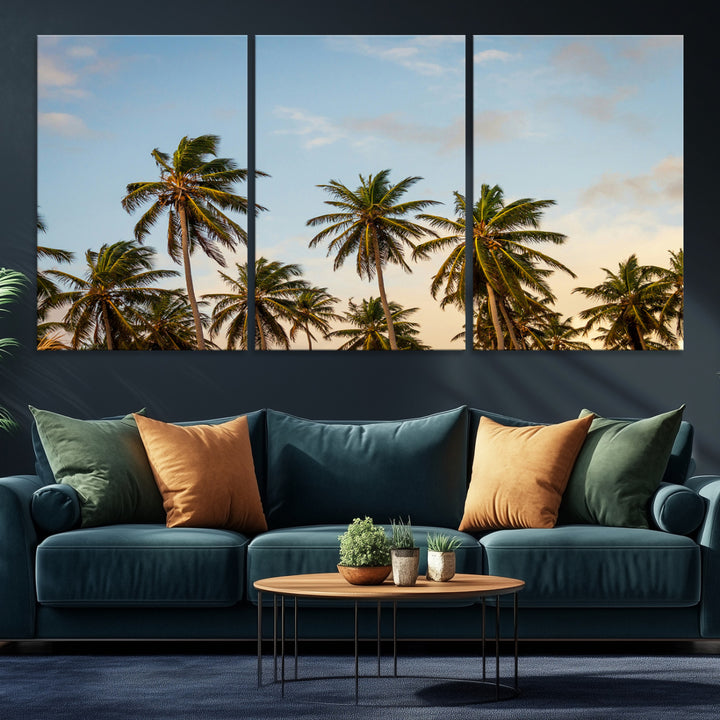 Palms Wall Art Canvas Print, Framed Tropical Art Picture Print, Coastal Perfect Coastal Decor Artwork