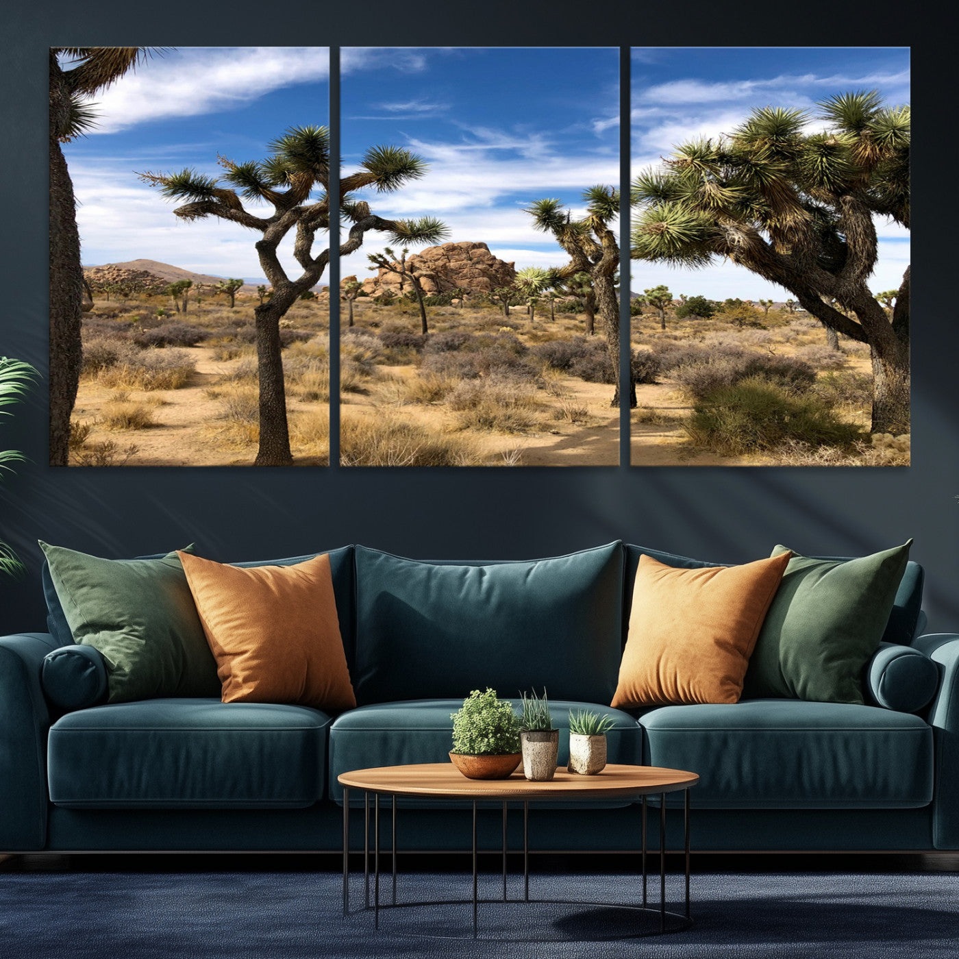 25722592-MGV-CV-36X24-Joshua Tree Desert Wall Art Canvas Print, Framed Southwestern Nature Art Picture Print, Rustic Earth Tones Perfect Southwestern Boho Decor