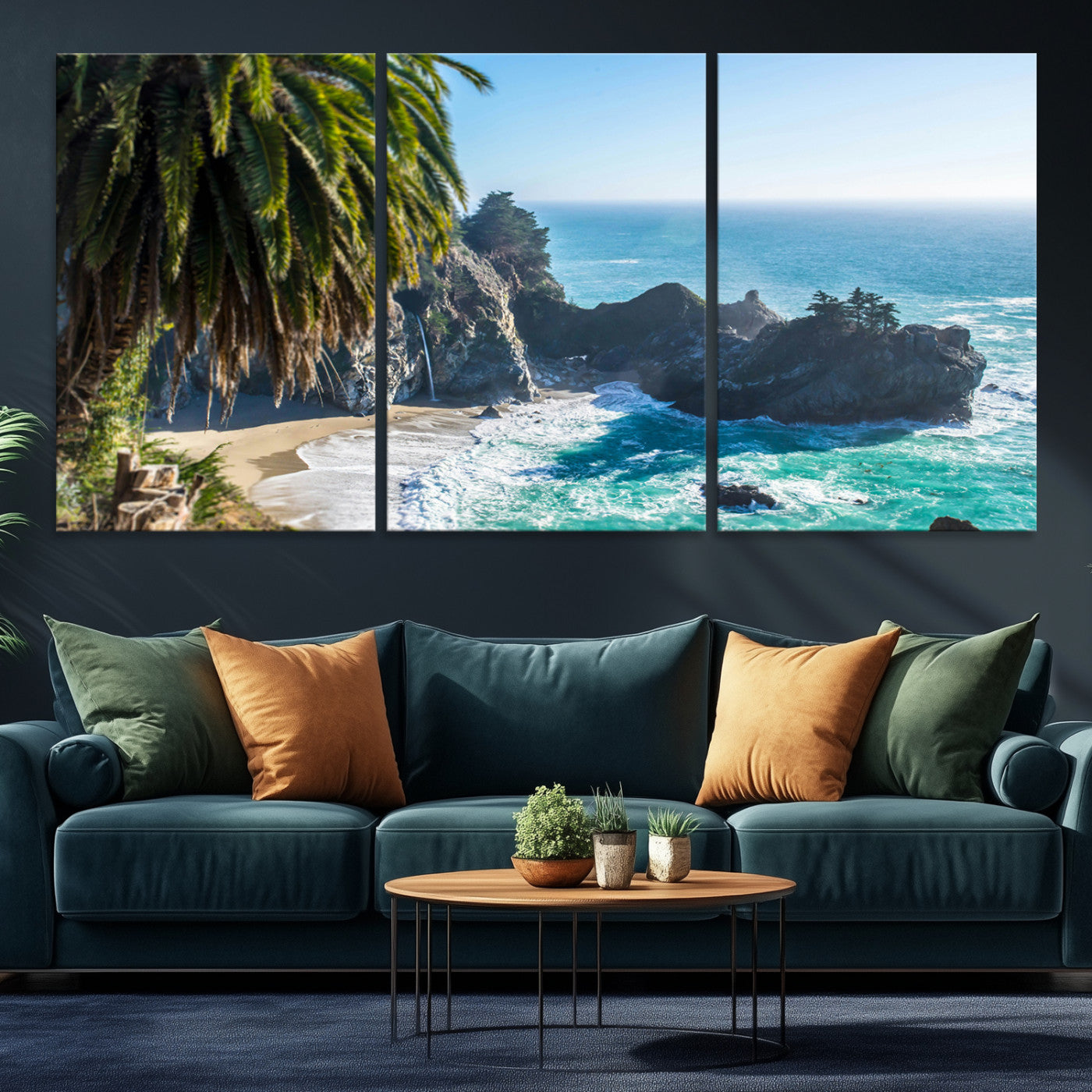 49714835-MGV-CV-36X24-Big Sur Photography Wall Art Canvas Print, Framed California Coastline Art Picture Print, Tropical Seascape Perfect Coastal Minimalist Decor