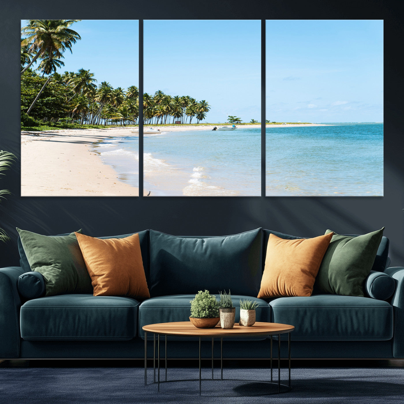 37858872-MGV-CV-36X24 - Palm Tree Paradise Coastal Wall Art – Beach Scene and Ocean Breeze Canvas Print Tranquil Tropical Shore Decor for Living Room, Bedroom or Office