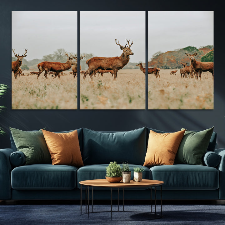 Rustic Deer Print Wall Art Canvas Print