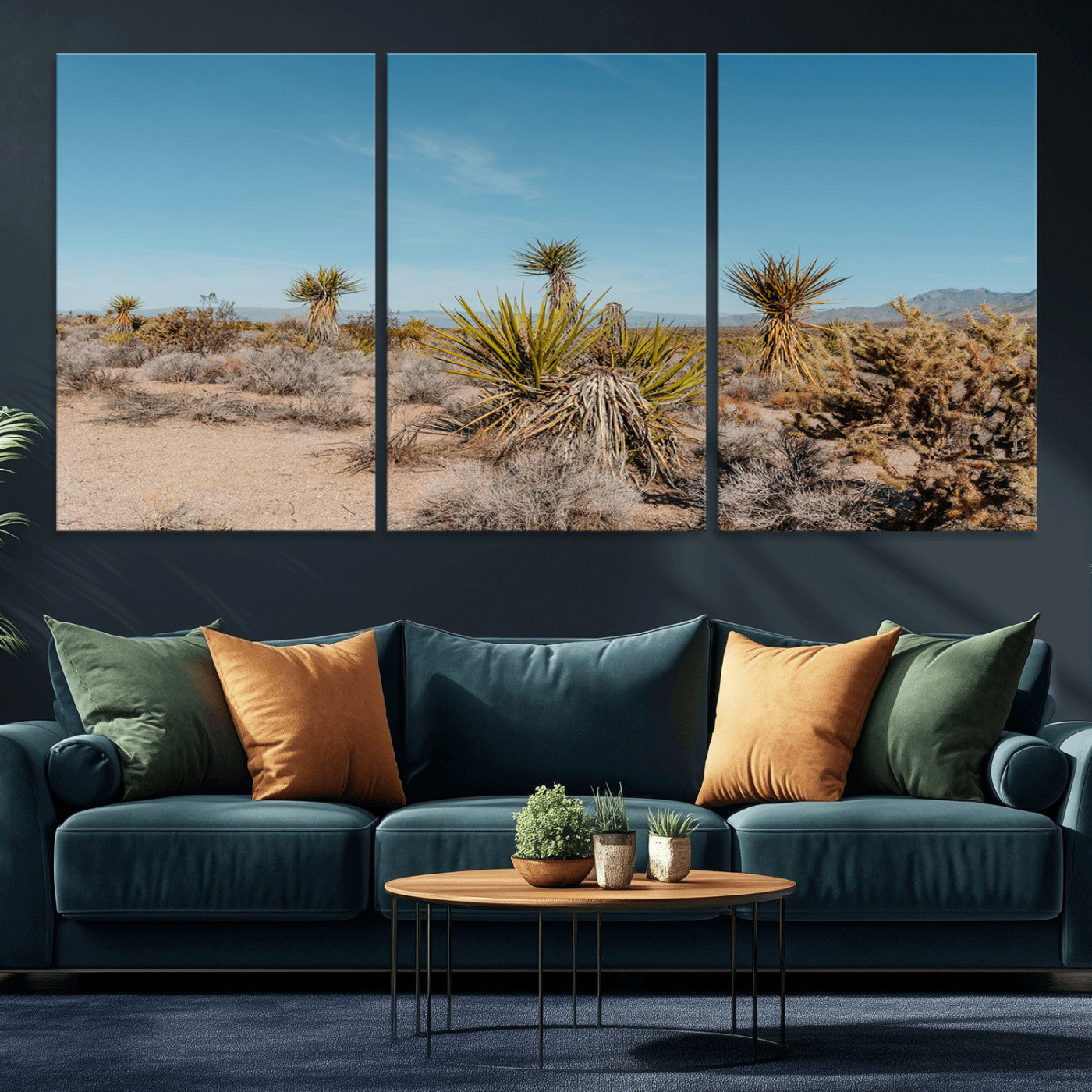 MGV-CV-60X30-3P - Joshua Tree Wall Art Canvas Print, Framed Desert Landscape Art Picture Print, Warm Earth Tones Perfect Southwestern Minimalist Decor Artwork