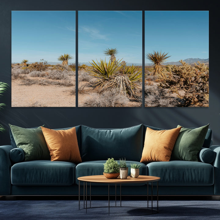 Joshua Tree Wall Art Canvas Print, Desert Landscape Print, Framed Warm Earth Tones Art Print, Large California Southwest Printing