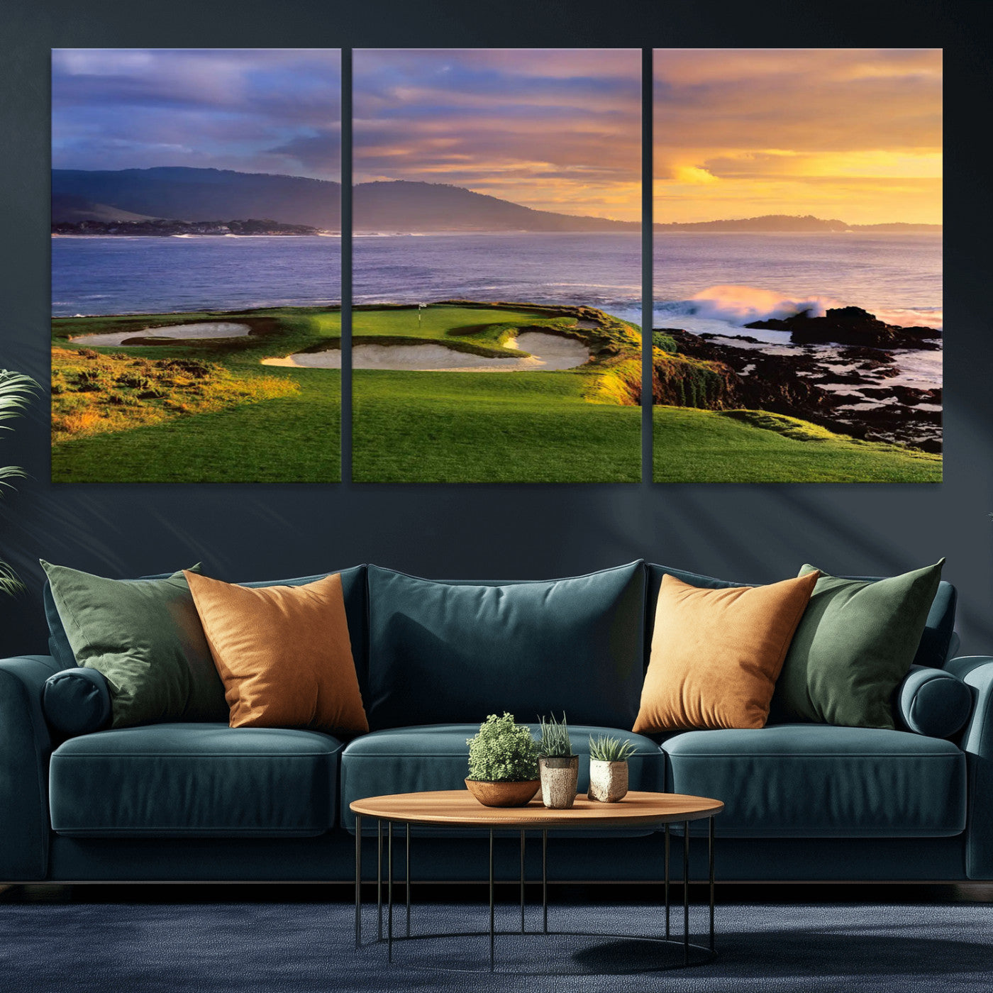 73699248-MGV-CV-36X24-Pebble Beach Golf Links Wall Art Canvas Print – Iconic Coastal Golf Course Artwork, Perfect for Office, Man Cave, or Golf Lover’s Decor