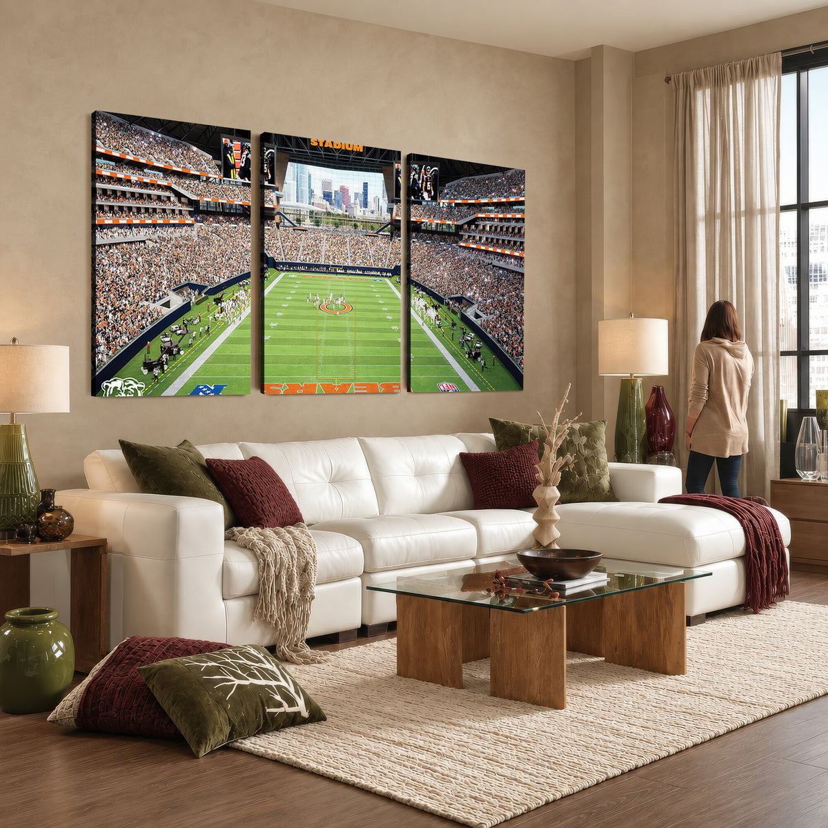 76935553-PAN-FL-20X10 - Chicago Bears Soldiers Field Wall Art Canvas Print, Home Office Wall Decor