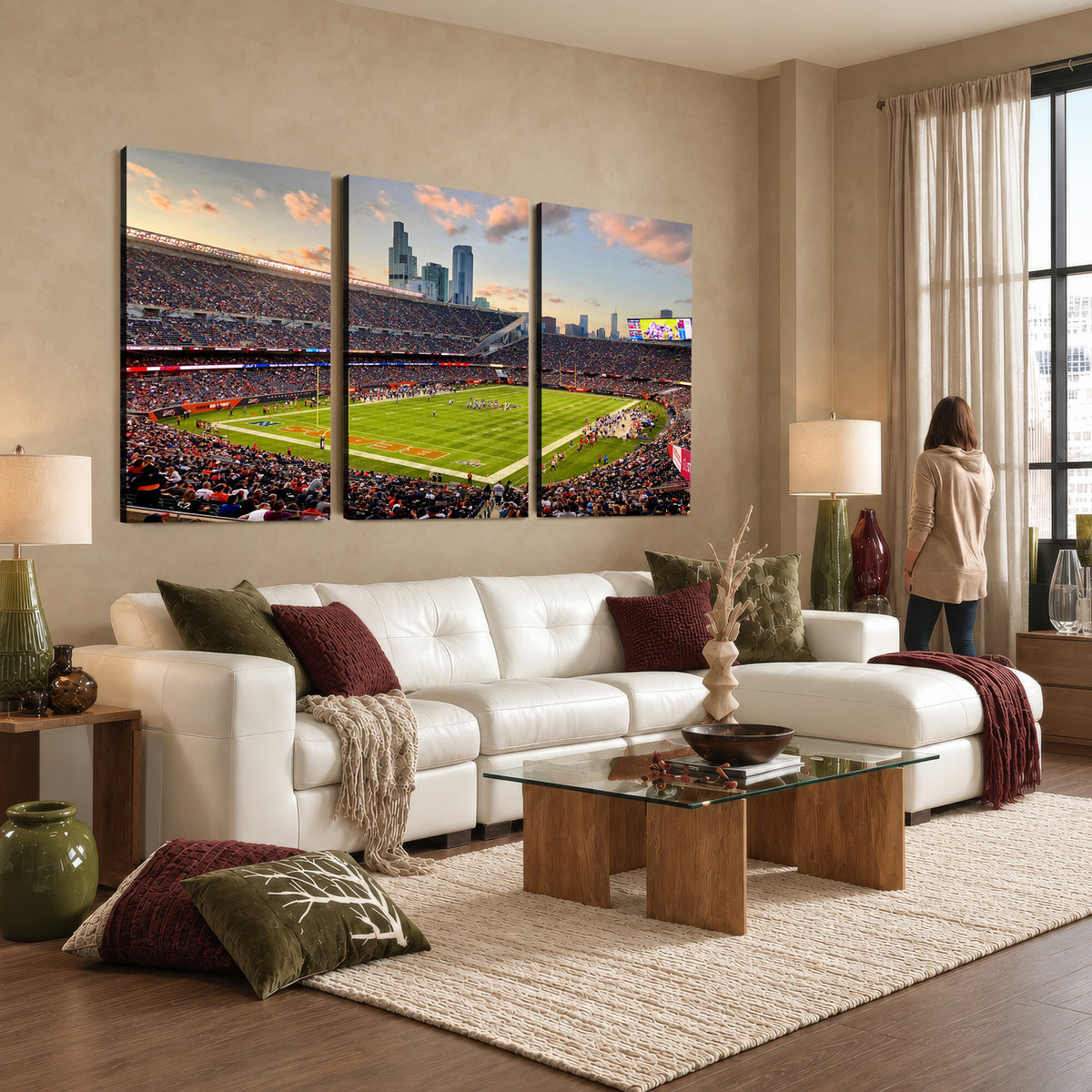55377093-PAN-FL-20X10 - Chicago Bears Soldiers Field Wall Art Canvas Print, Man Cave Wall Decor