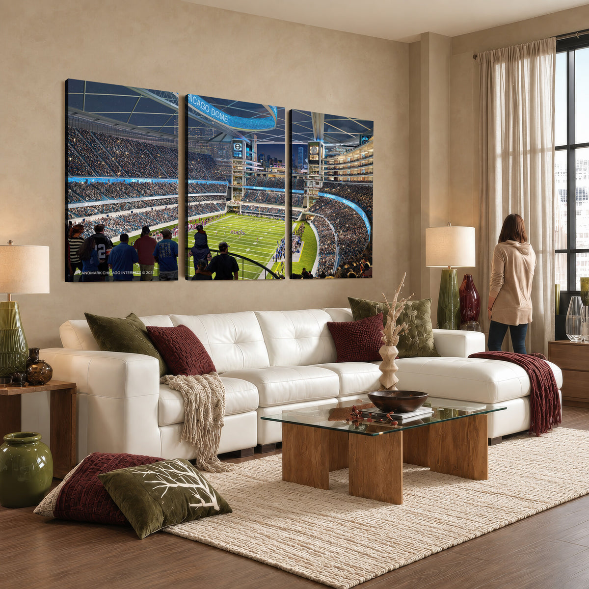 41816511-MGV-CV-36X24 - Chicago Dome Stadium Wall Art Canvas Print, Framed Modern Decor