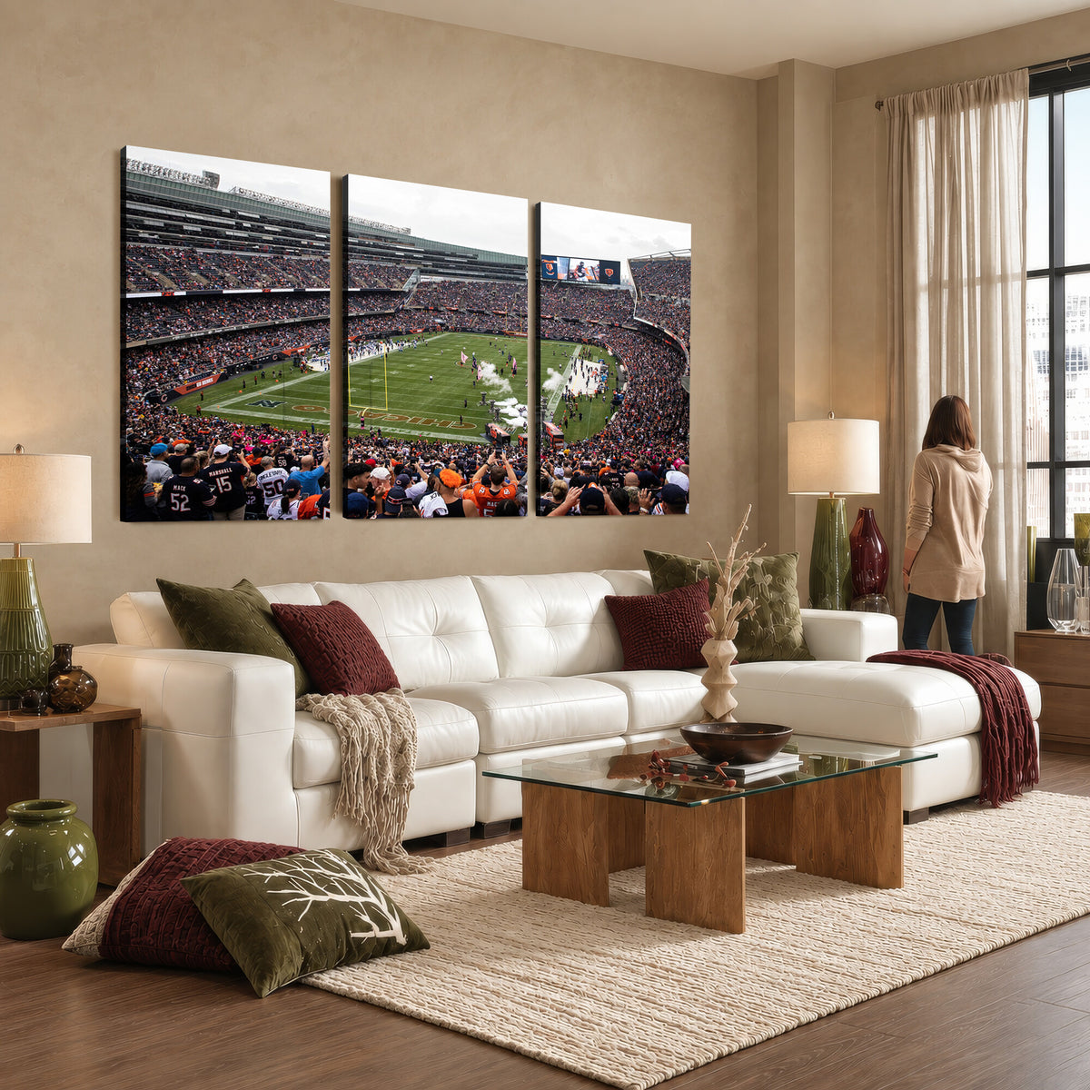 18347149-MGV-CV-36X24 - Chicago Bears Soldier Field Wall Art Canvas Print – Framed Football Stadium Artwork Team Spirit for home, office
