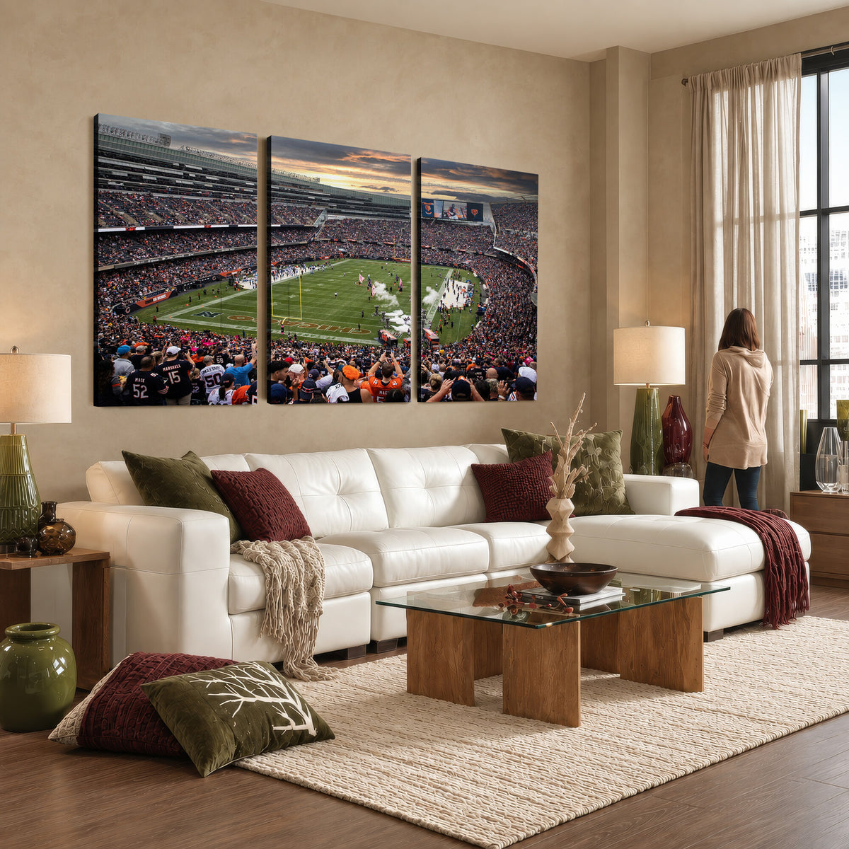 87578930-PAN-FL-20X10 - Chicago Bears Soldiers Field Wall Art Canvas Print, Home Bar Wall Decor