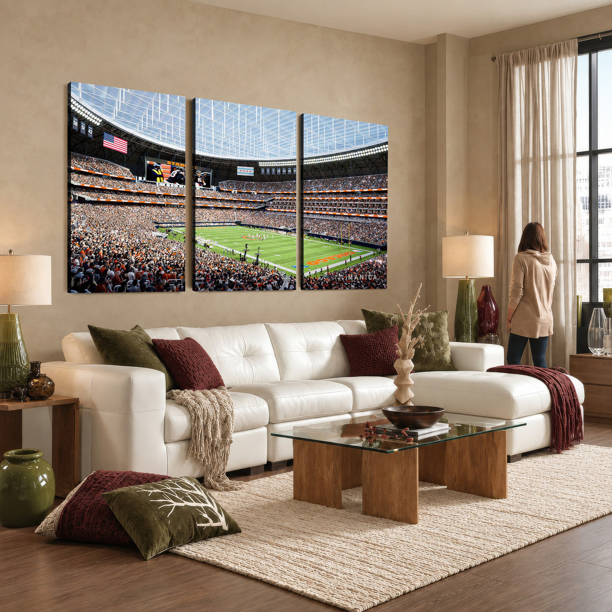 32530647-PAN-FL-20X10 - Chicago Bears Soldiers Field Wall Art Canvas Print, Framed and Ready to Hang