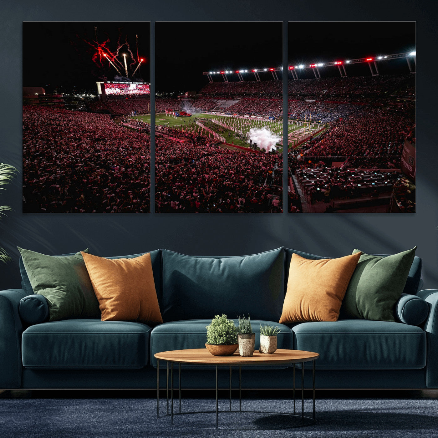 60690191-MGV-CV-60X30-3P - William Brice Stadium Wall Art Print – Baseball Game Room Artwork Print for Basement Dorm, Home, Office