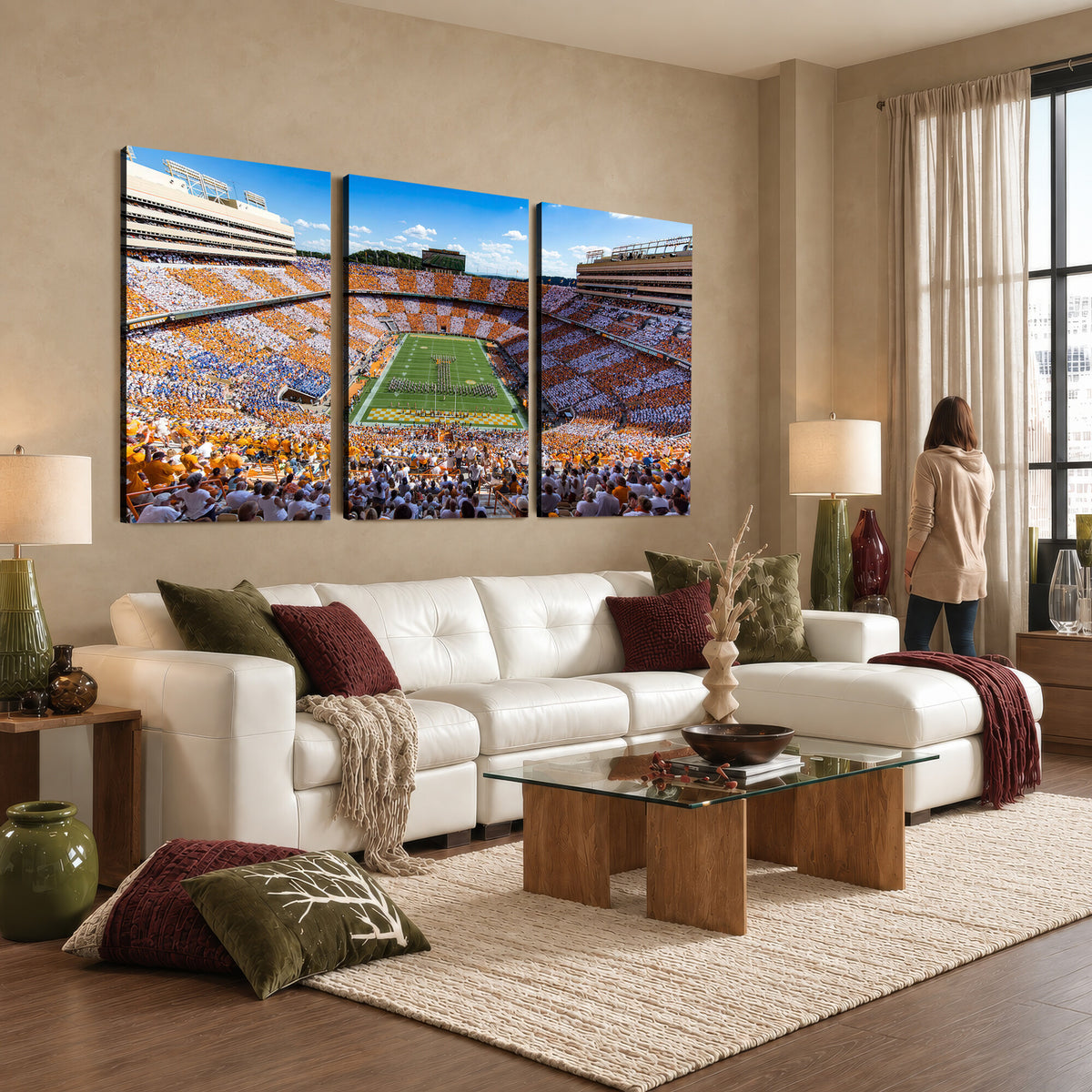 77097951-MGV-CV-36X24 - Tennessee Neyland Stadium Wall Art, Sports Arena Canvas, Extra Large Game Room Wall Decor