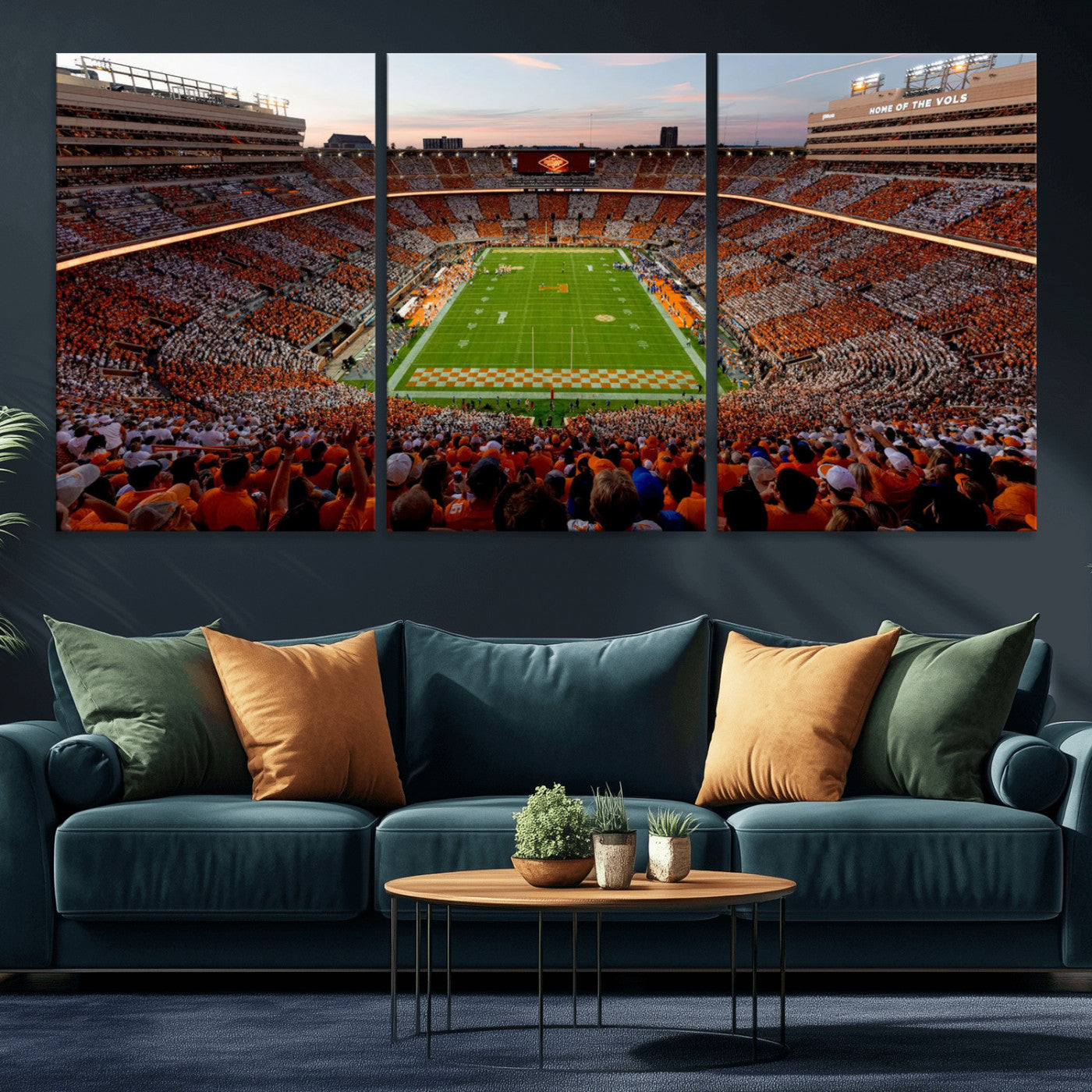 37160229-MGV-CV-48X32-3P-Tennessee Neyland Stadium Wall Art Print, Sports Arena Canvas Wall Art, Panoramic Stadium Canvas Print, Modern Athletic Field Art Printing