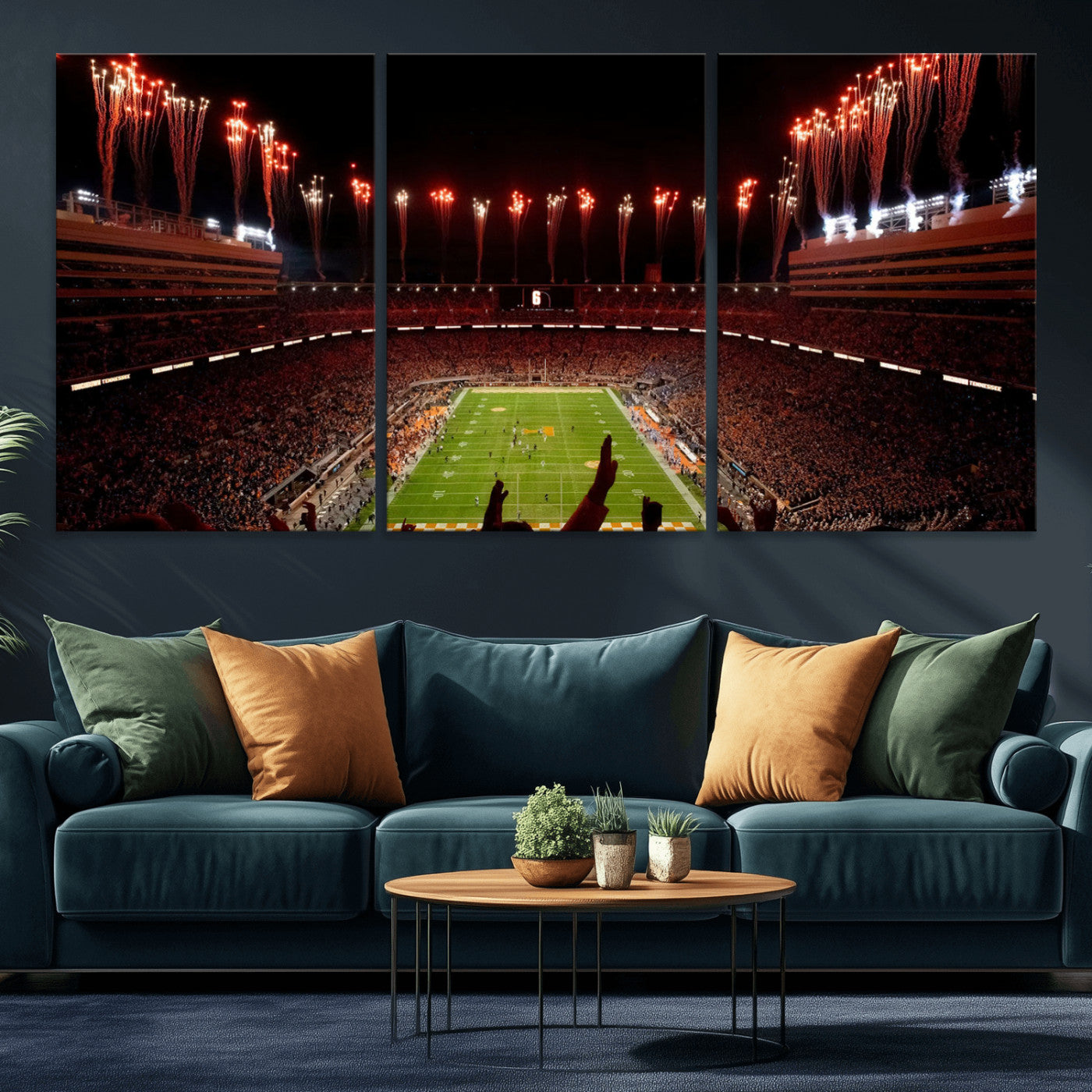 73358115-MGV-CV-60X30-3P - Tennessee Neyland Stadium Wall Art, Sports Arena Canvas Print, Panoramic Stadium Canvas Artwork for Home, Office