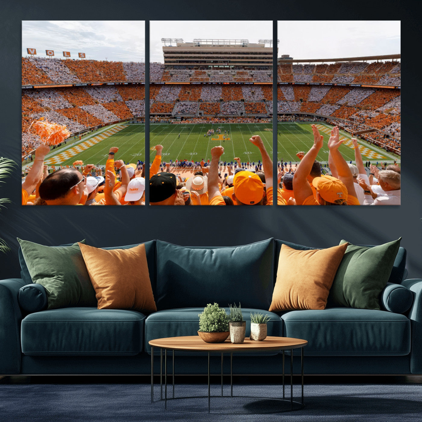 76011417-MGV-CV-60X30-3P - Tennessee Neyland Stadium Wall Art, Sports Arena Canvas Print, Panoramic Stadium Artwork for Home, Office