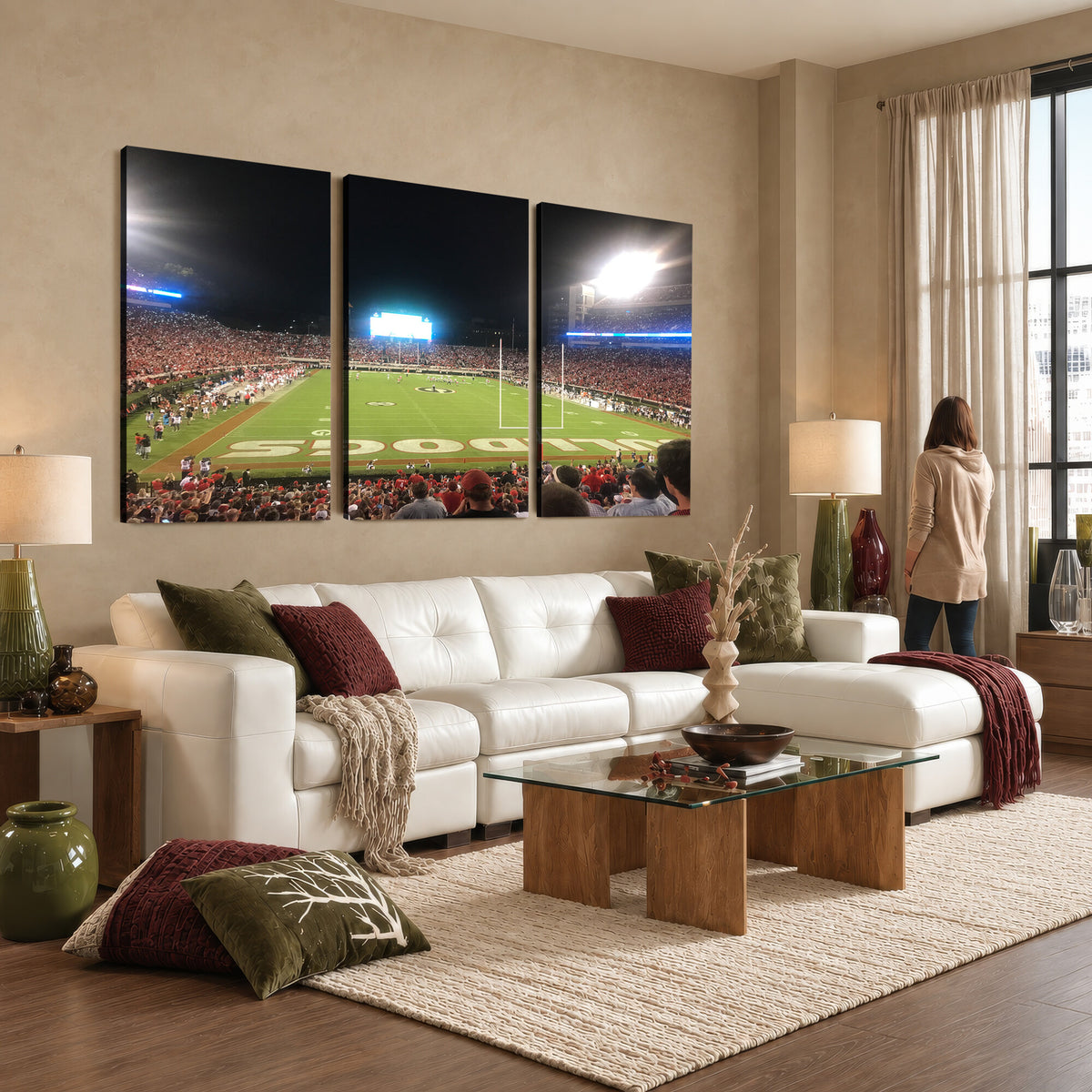 16230786-MGV-CV-36X24 - Dooley Stadium Wall Art, Sports Arena Panoramic Canvas Print, Modern Stadium Landscape Artwork for Home, Office