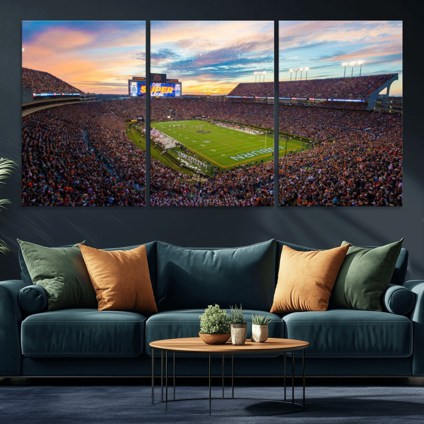 29755746-MGV-CV-36X24-Jordan-Hare Stadium Wall Art Canvas Print, Football Stadium Aerial View, College Sports Art for Man Cave or Game Room