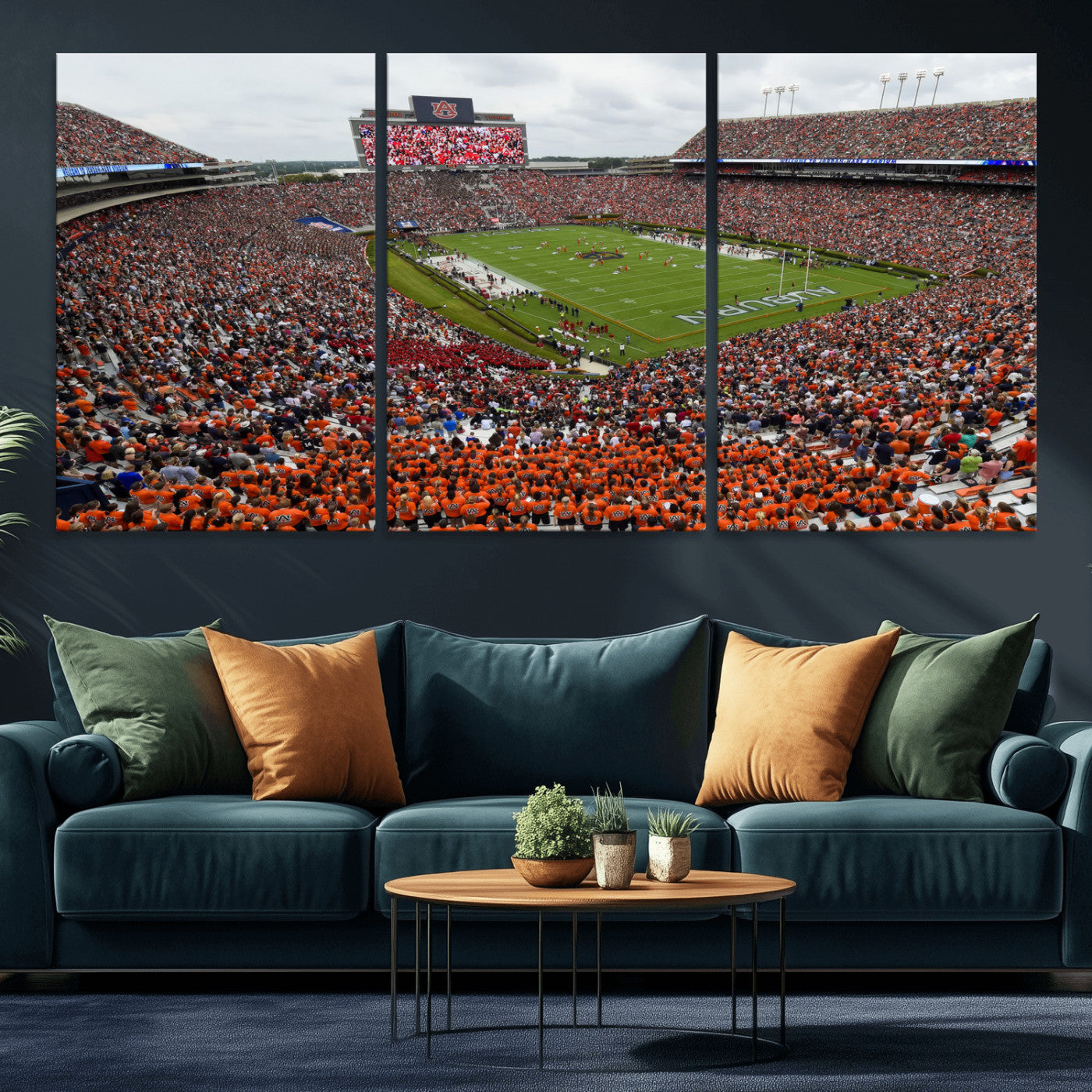 39597998-MGV-CV-36X24-Jordan-Hare Stadium Wall Art Canvas Print, College Sports Art for Man Cave or Game Room, Framed Alabama Football Decor