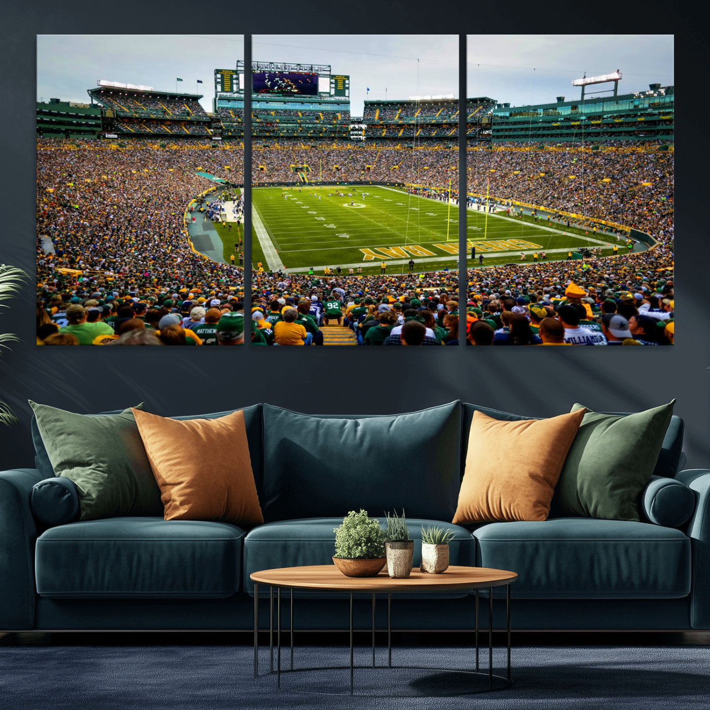 GBP101-MGV-CV-60X30-3P - Green Bay Packers Lambeau Field Stadium Wall Art Canvas Print, Iconic NFL Football Stadium Artwork, Wisconsin Sports Home Decor