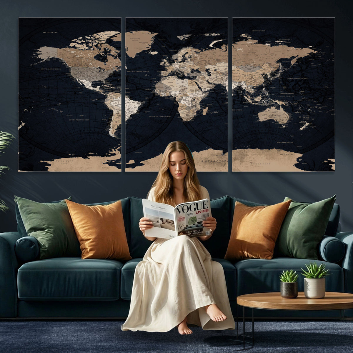 25812727-MGV-CV-36X24 - Grunge Wall Art World Map Canvas Print