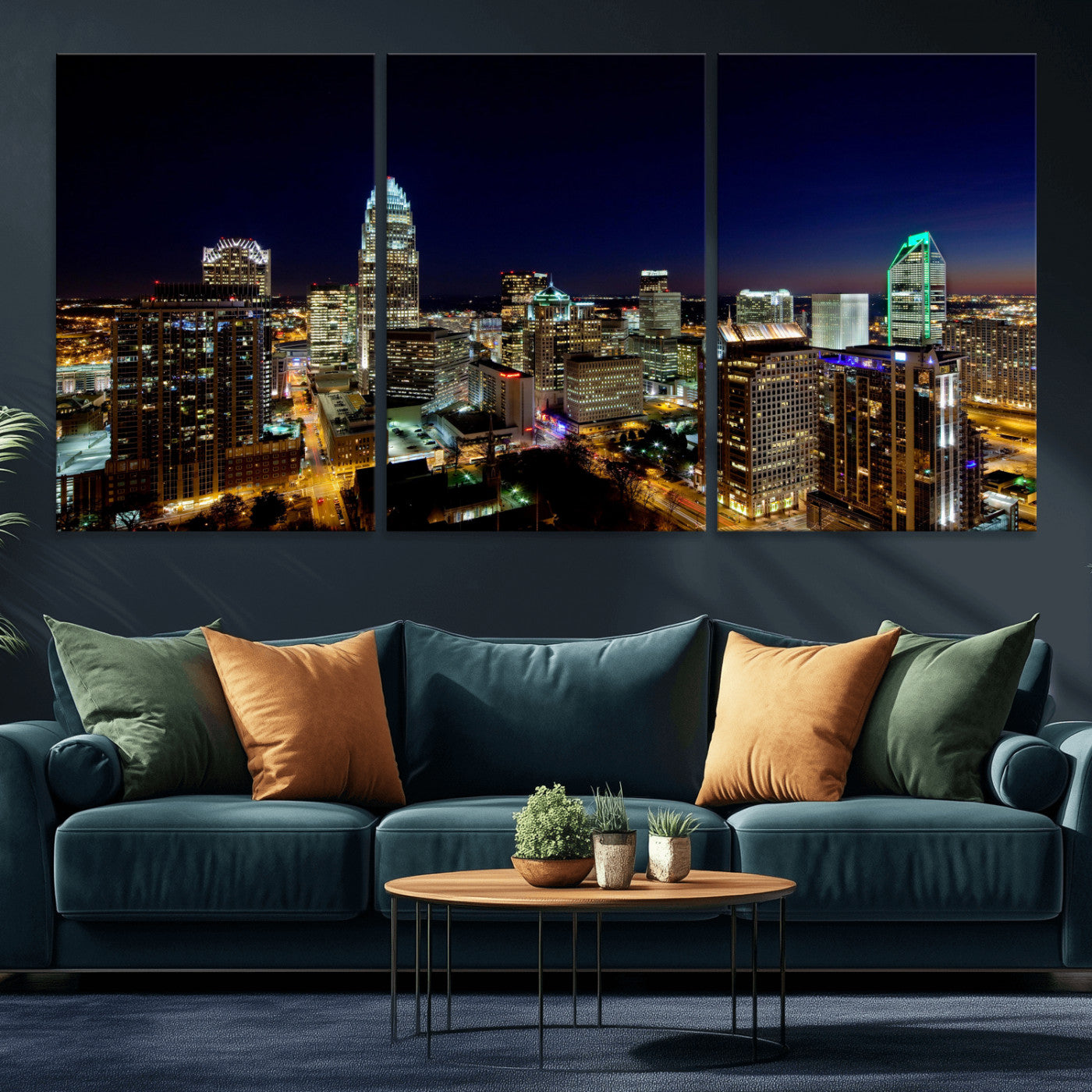47163738-MGV-CV-36X24 - Atlanta Skyline Wall Art Canvas Print, Atlanta Downtown Night Cityscape Print for Modern Urban Wall Decor