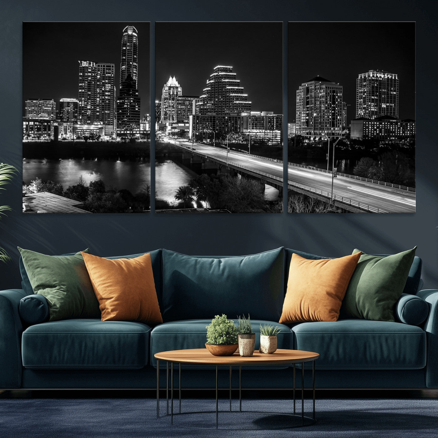37531750-MGV-CV-36X24 - Austin Skyline Wall Art Canvas Print, Austin Downtown Night Cityscape Print for Modern Urban Wall Decor