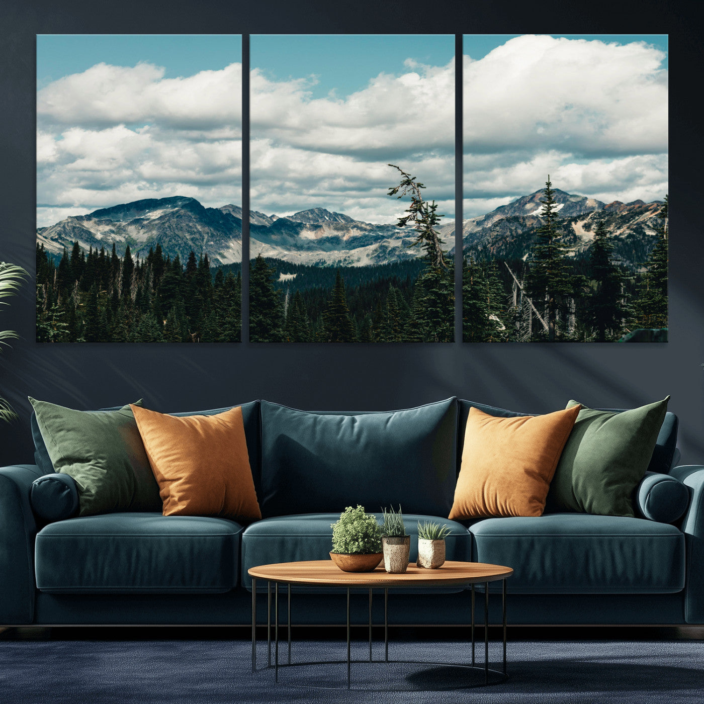 30416773-MGV-CV-36X24 - Mountain Forest Wall Art Canvas Print, Alpine Pine Tree Landscape Photography, Scenic Wilderness Mountain View, Nature Wall Decor