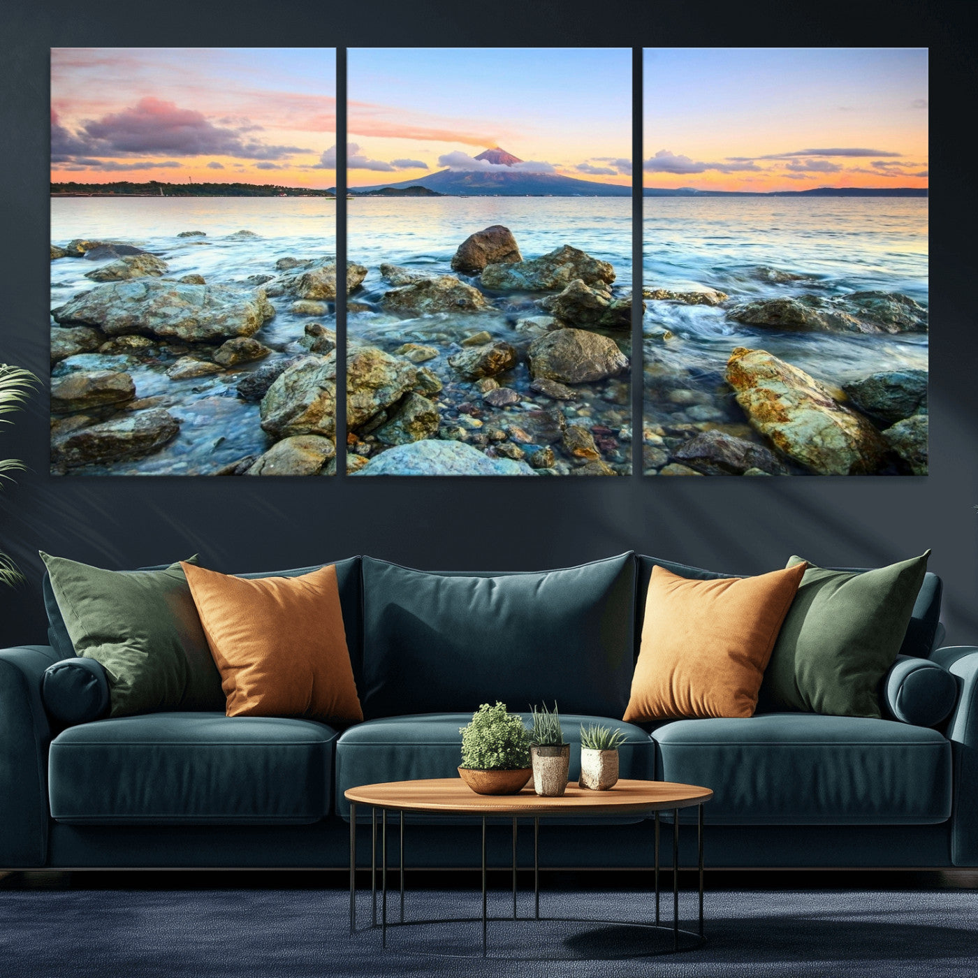 46869511-MGV-CV-36X24 - Mayon Volcano Seascape Landscape Wall Art Canvas Print, Tropical Ocean Shore Mountain Canvas Print, Philippines Coastal Scenic Art Printing